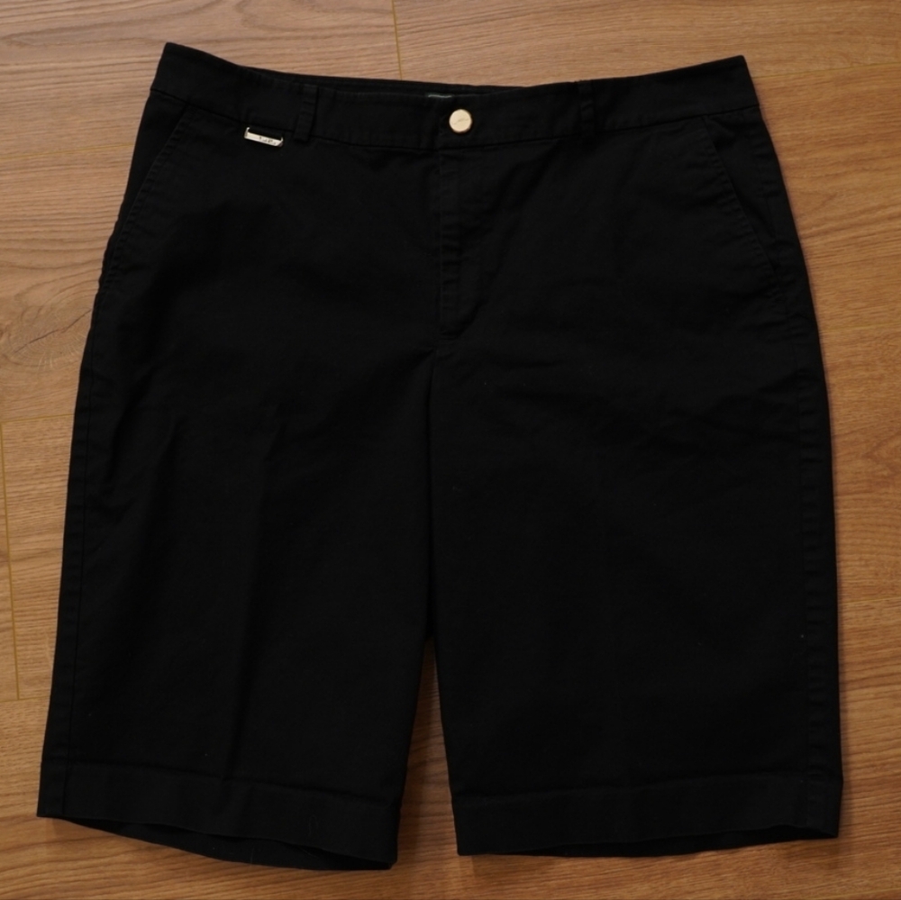 Ralph Lauren Black Bermuda Shorts with Turned Hem